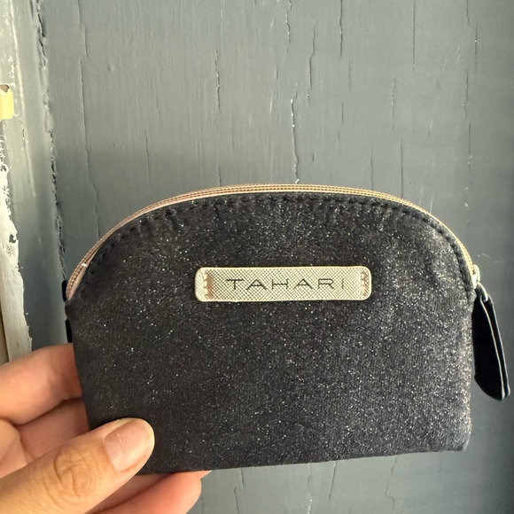 Tahari Handbags - Tahari Black Cosmetic Bag with Textured Finish